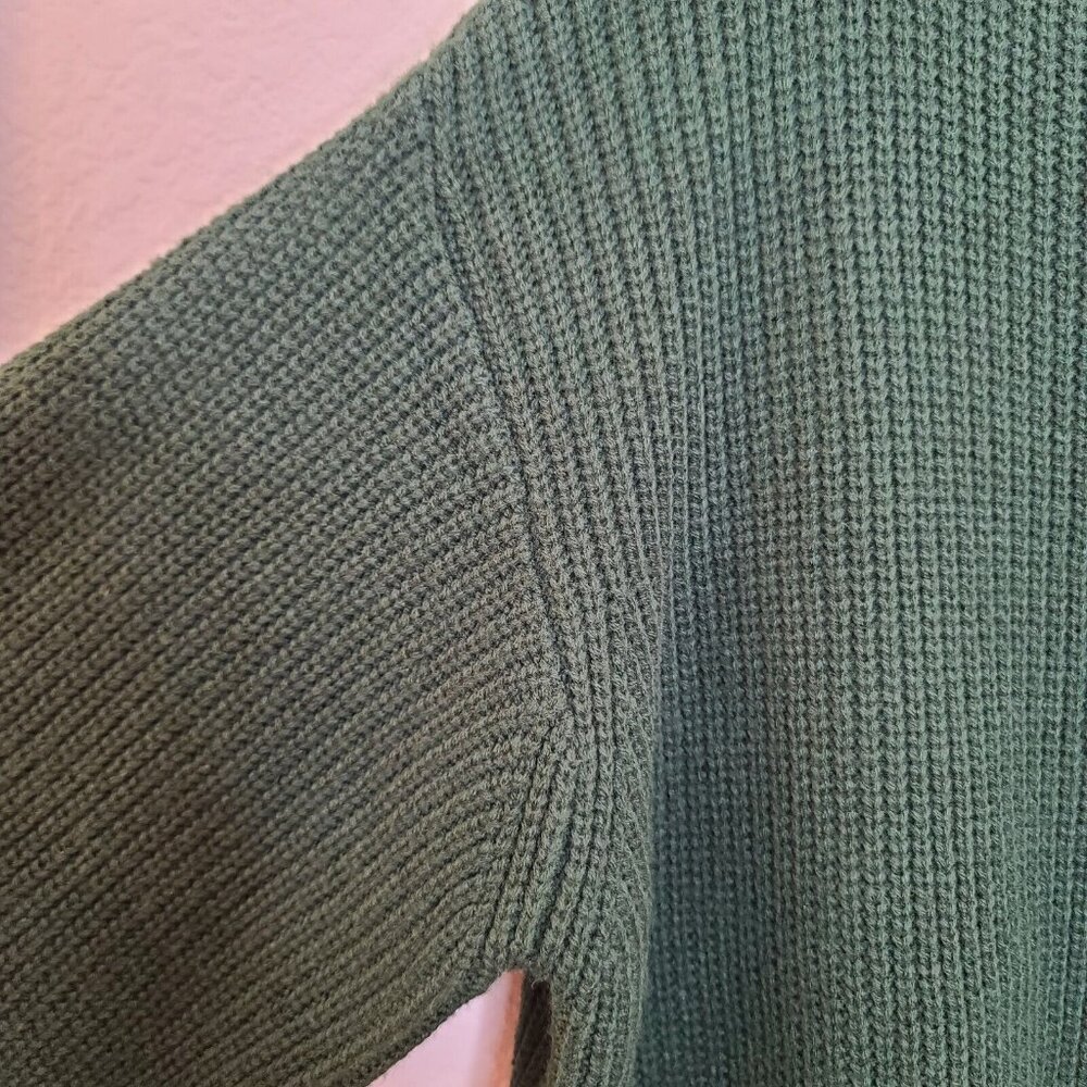 Zaful Sweater Womens Free Size Dark Green Knitted Lantern Sleeve Slouchy Casual - Picture 6 of 12